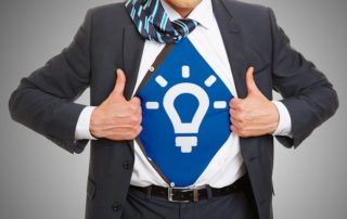 Man with a bright idea shirt.