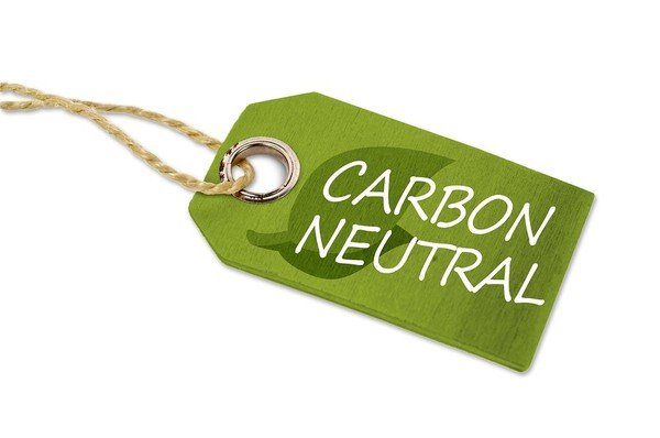 Green tag labeled carbon neutral.