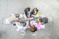 Business team stacking hands Business Growth