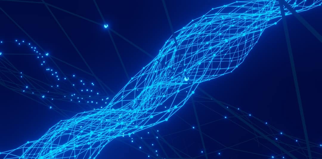 Abstract digital network visualization representing government innovation and modernization